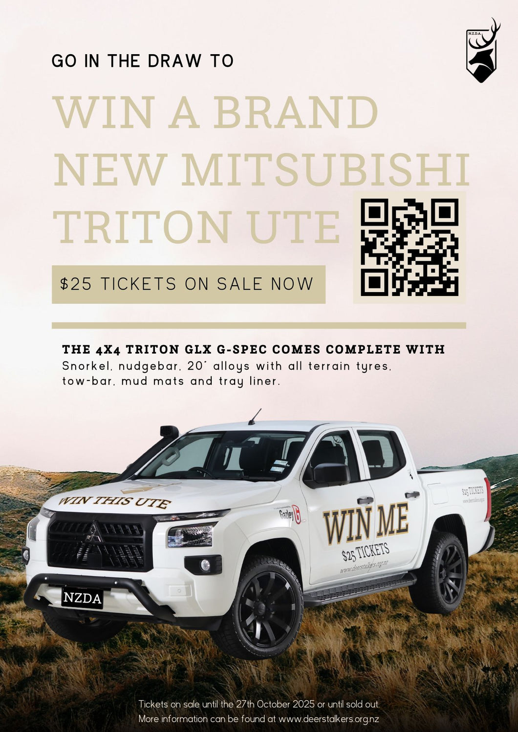 NZDA Fundraiser Raffle Ticket - Win a New 2025 Mitsubishi Triton GLX 2.4 Diesel